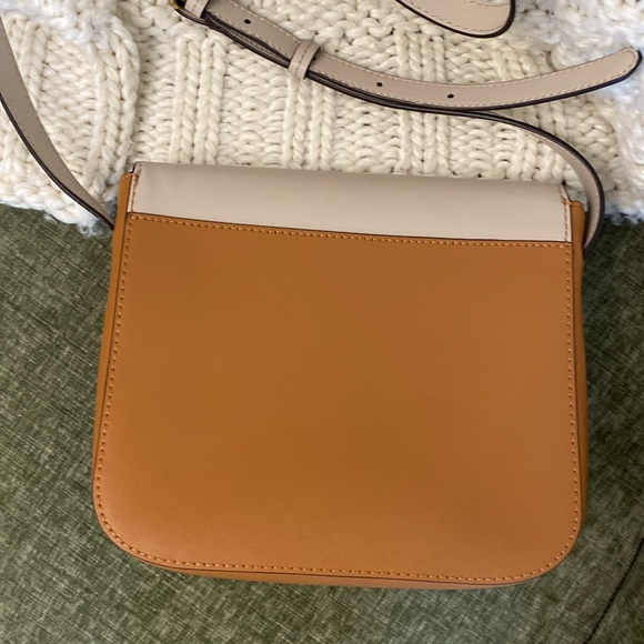 Banana Republic Leather Crossbody Purse Cognac White Taupe - Picture 6 of 8